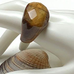 Faceted Powerful Brazilian Tigers Eye Ring Sz 10.5